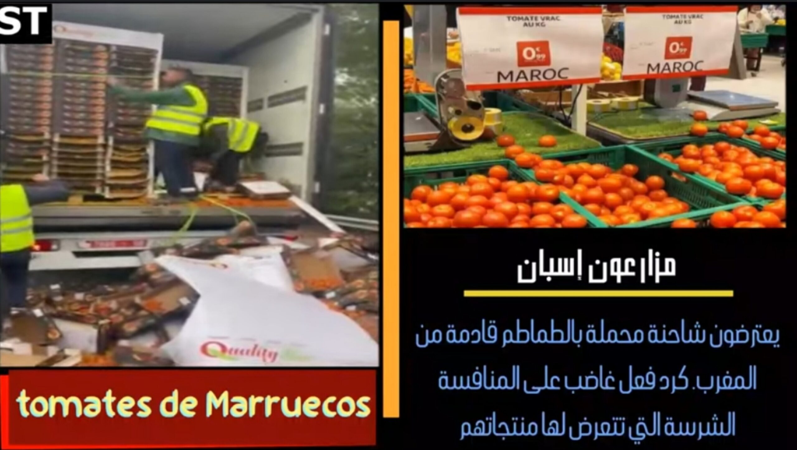 مزارعون إسبان يتعرضون لشاحنة طماطم مغربية