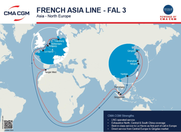 شركة CMA CGM تعلن عن التطور التالي لخدمات FAL1 وFAL3: