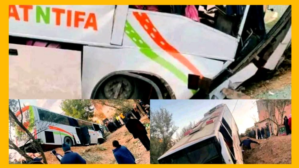 انقلاب حافلة المسافرين ضواحي مدينة مراكش