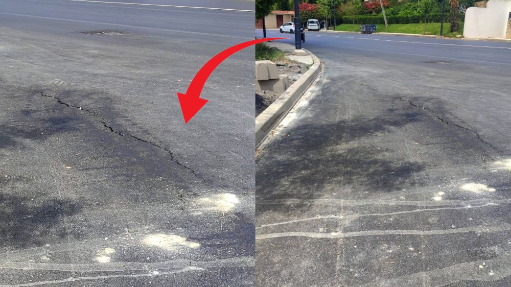 طنجة .. ظهور تشققات في طريق بعد أيام قليلة من تزفيته