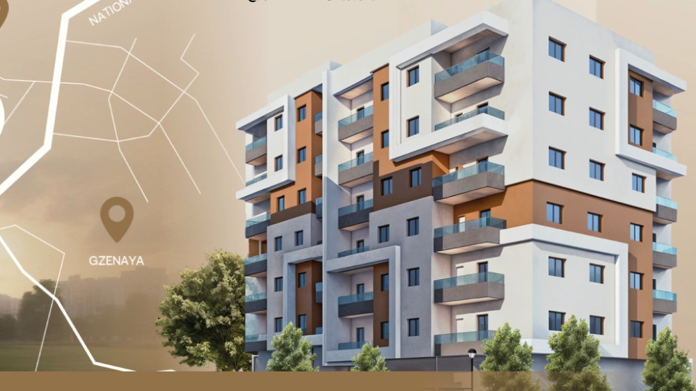 التصميم الهندسي العمارات مجمع الزهراء كما هو معروض في مكتب البيع